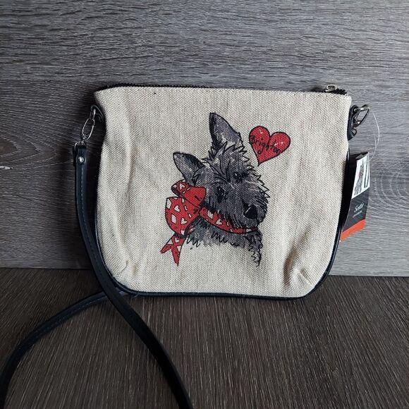 Brighton Signature-Scottie Dog Crossbody Canvas Bag Purse-I'd Rather Accessorize - Picture 1 of 6